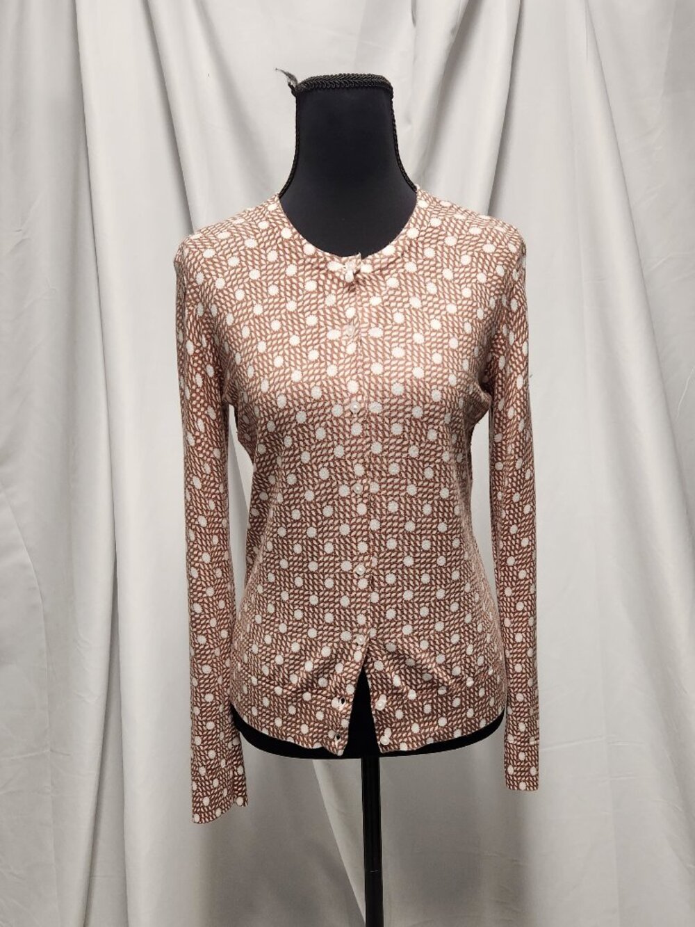 Ann Taylor Factory Cardigan Sweater Women’s Small Tan Cream Button Front Cotton